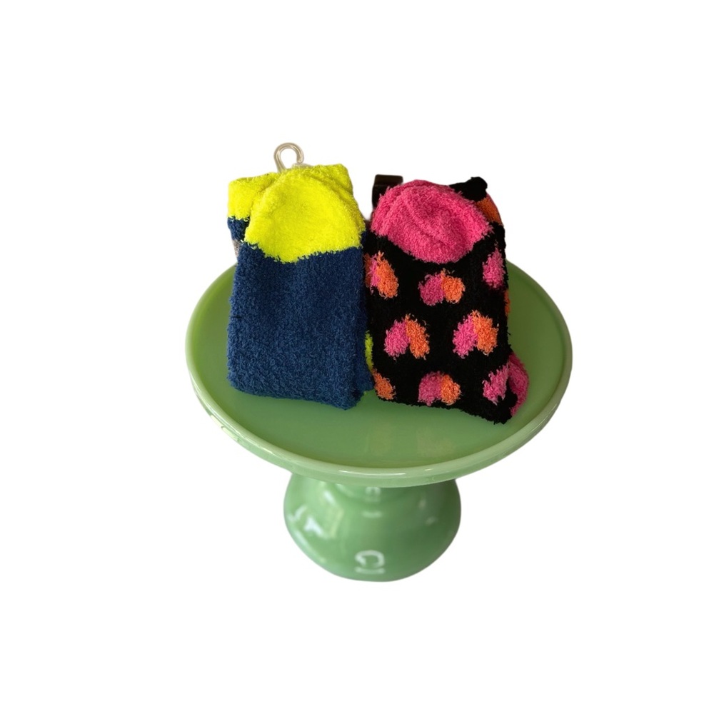 Fuzzy Raccoon and Pink Heart Patterned Socks - Picture 2 of 2
